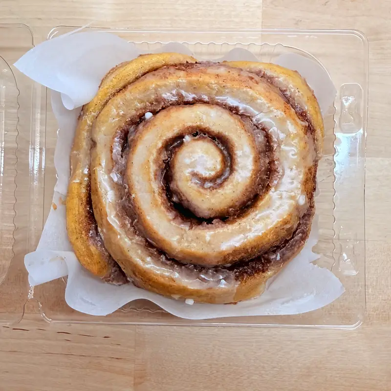 Pumpkin Cinnamon Roll from Rustic Roots, a small-batch bakery in Tucson